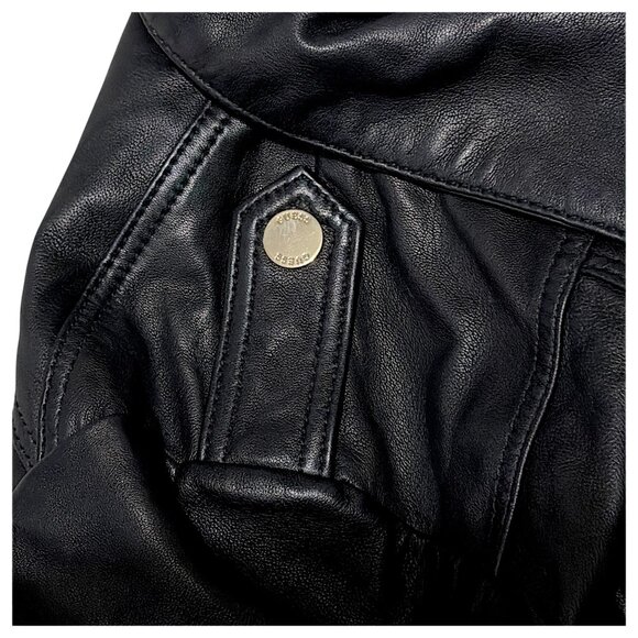 Guess Jacket Womens M Black Buttersoft Leather Moto Crop Goth Punk Biker Concert - Picture 16 of 16